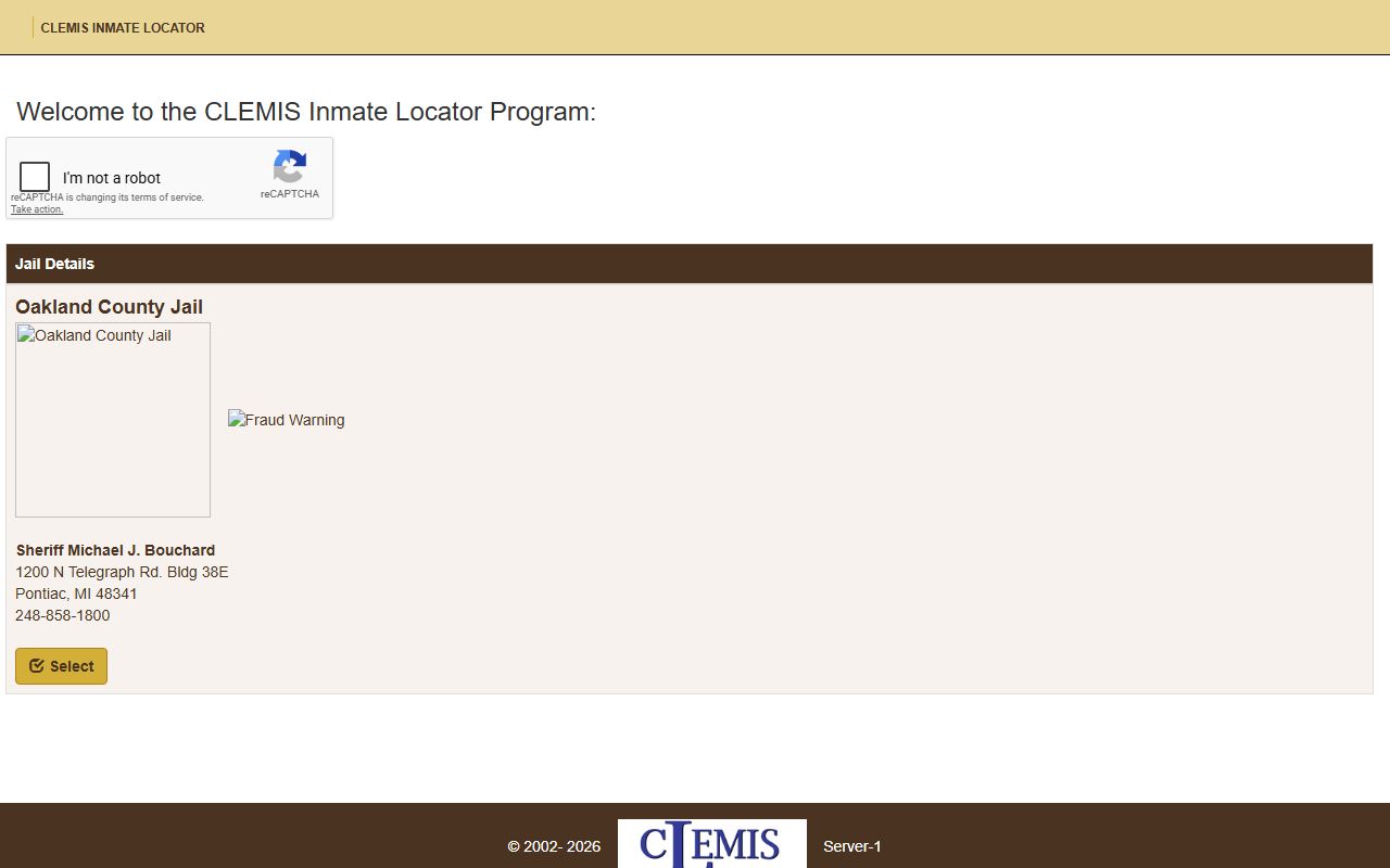 CLEMIS Inmate Locator Oakland County jail roster