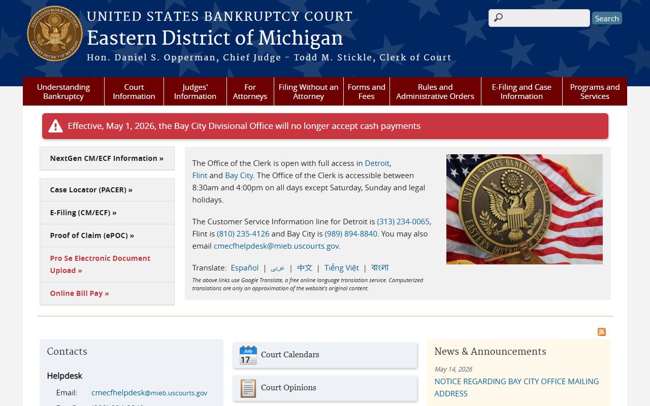 U.S. Bankruptcy Court Eastern District of Michigan
