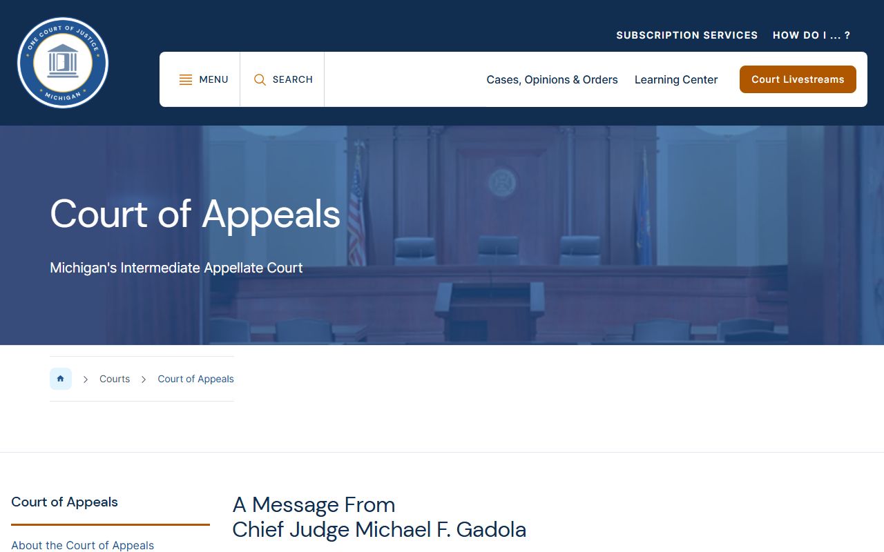 Michigan Court of Appeals page